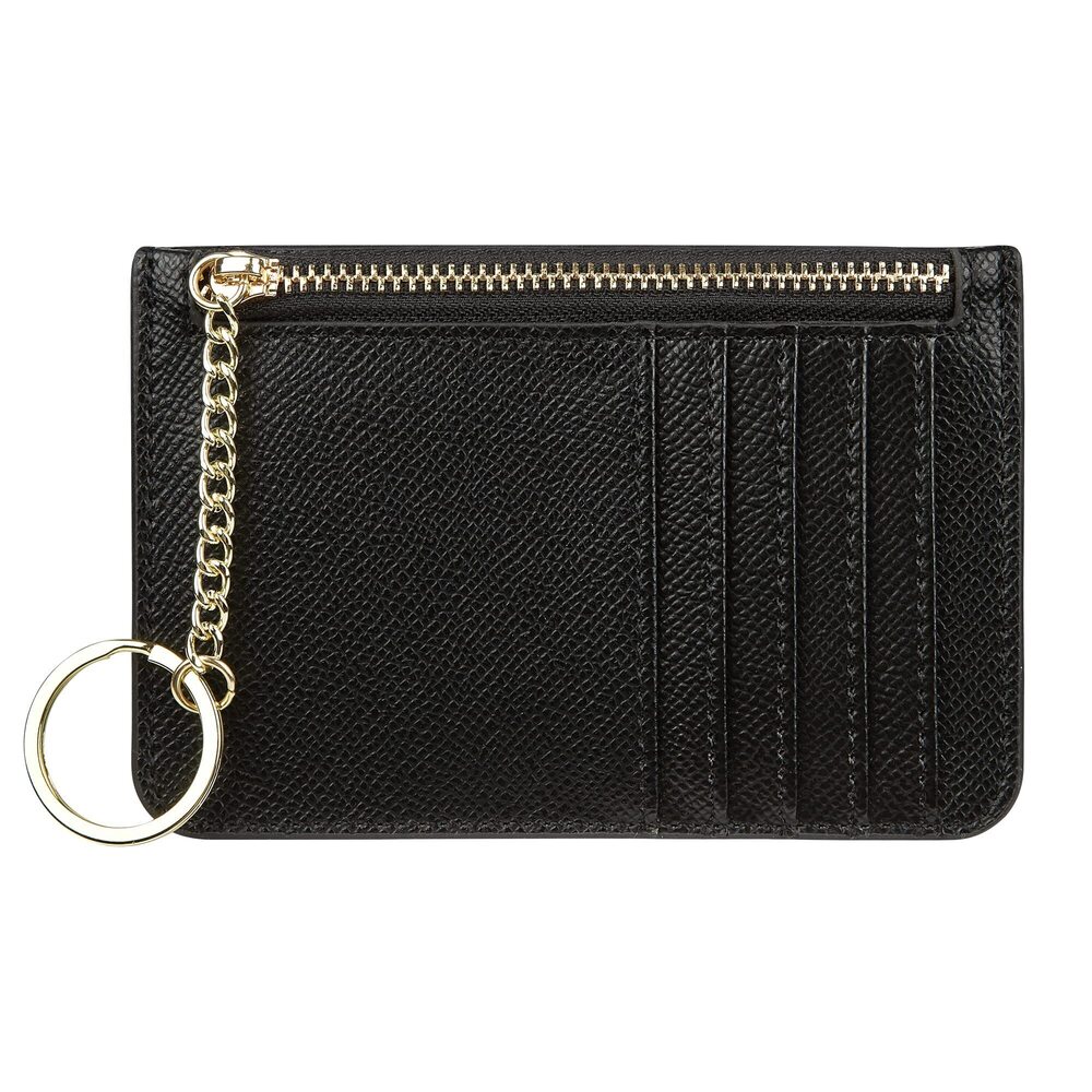 7877 Leather Slim Minimalist Card Holder Case Zipper Changes Coin Front